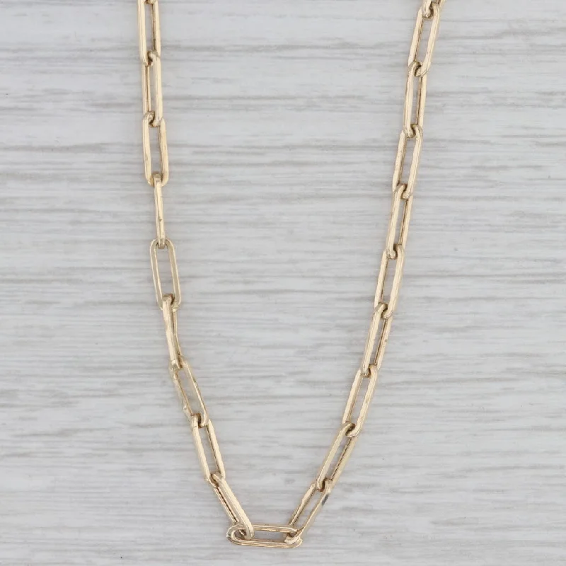 Stunning Diamond Necklaces For Anniversary-Paperclip Elongated Cable Chain Necklace 14k Yellow Gold 20" 2.9mm