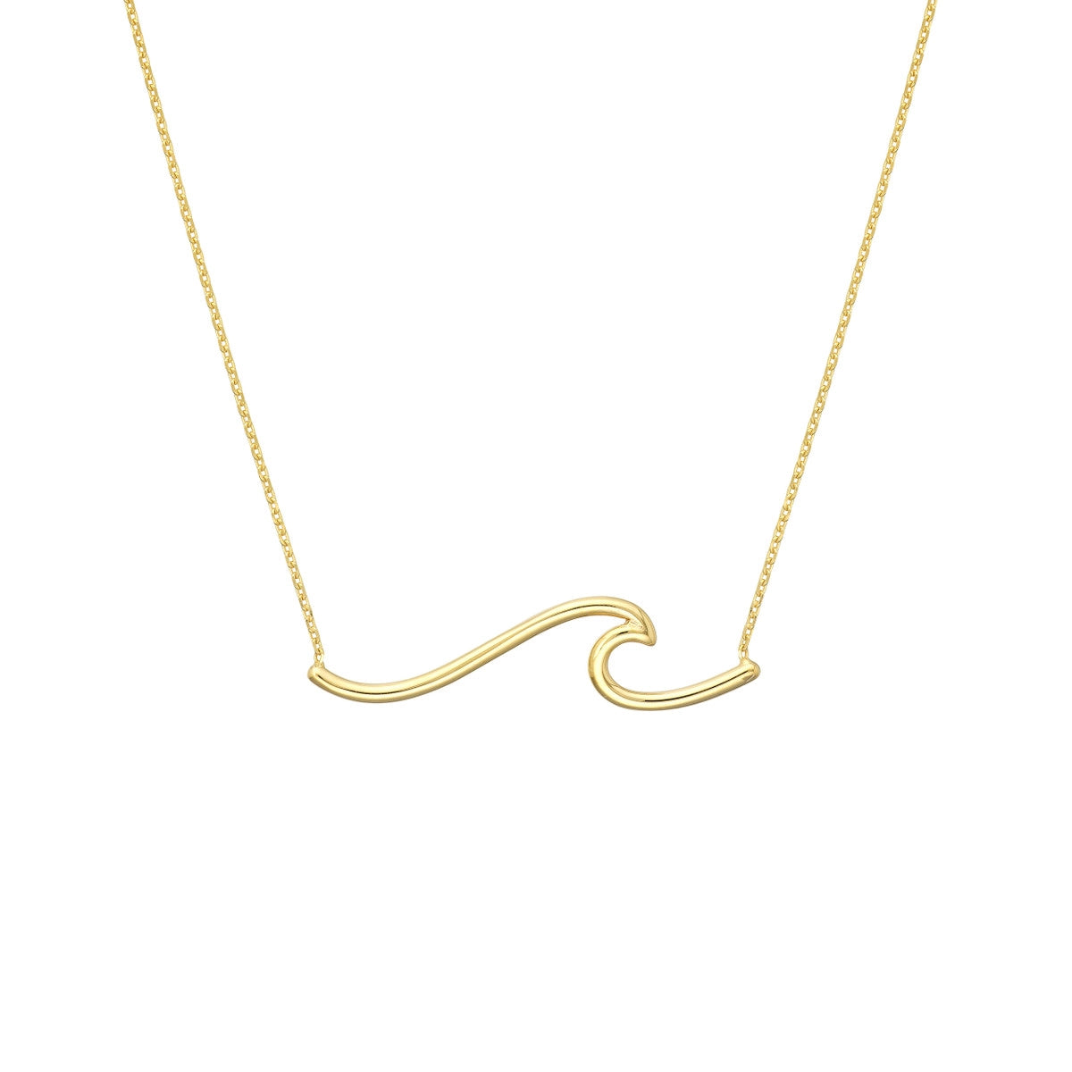 Gorgeous Crystal Necklaces For Luxurious Look-14K Yellow Gold Wave Necklace