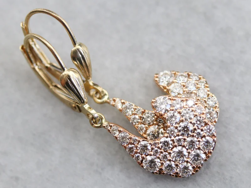 Bridal Earrings For Wedding Day-Vintage Diamond Drop Earrings