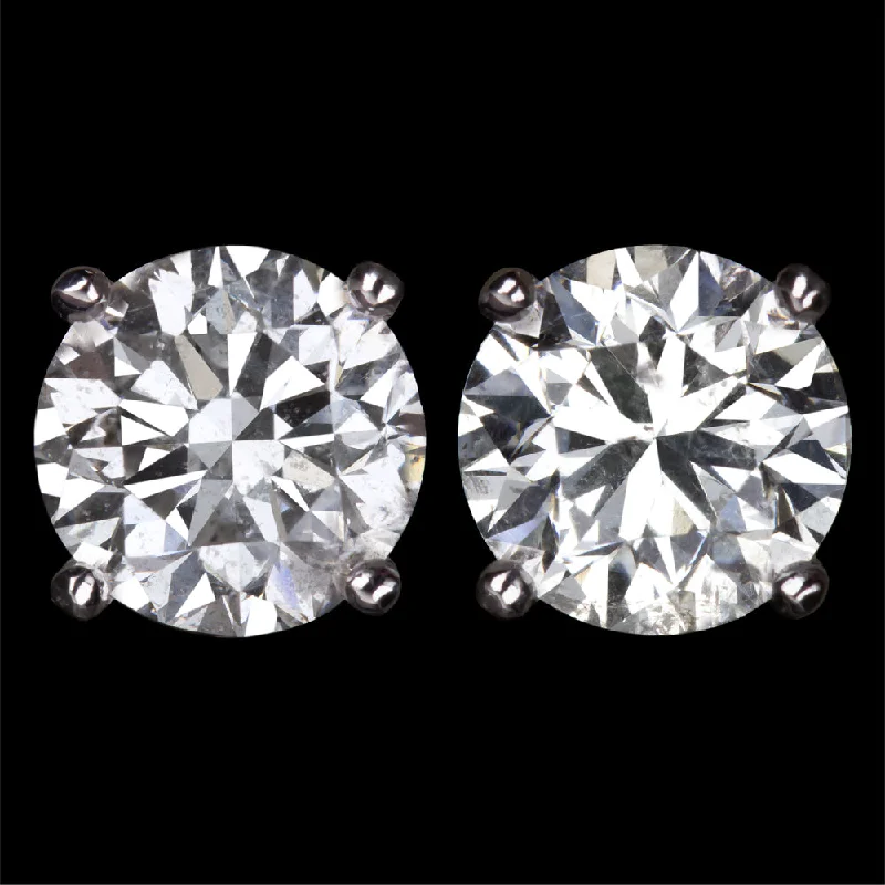 Cute Silver Earrings For Teen Girls-2.5 CARAT G-H SI VERY GOOD CUT DIAMOND STUD EARRINGS ROUND BRILLIANT WHITE GOLD