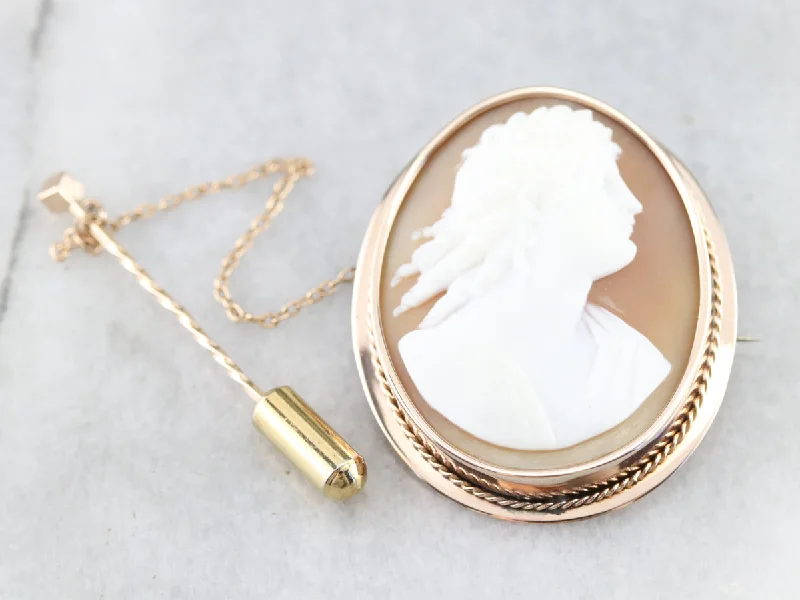 Artistic Brooch For Wedding Dresses-Antique Gold Cameo Brooch