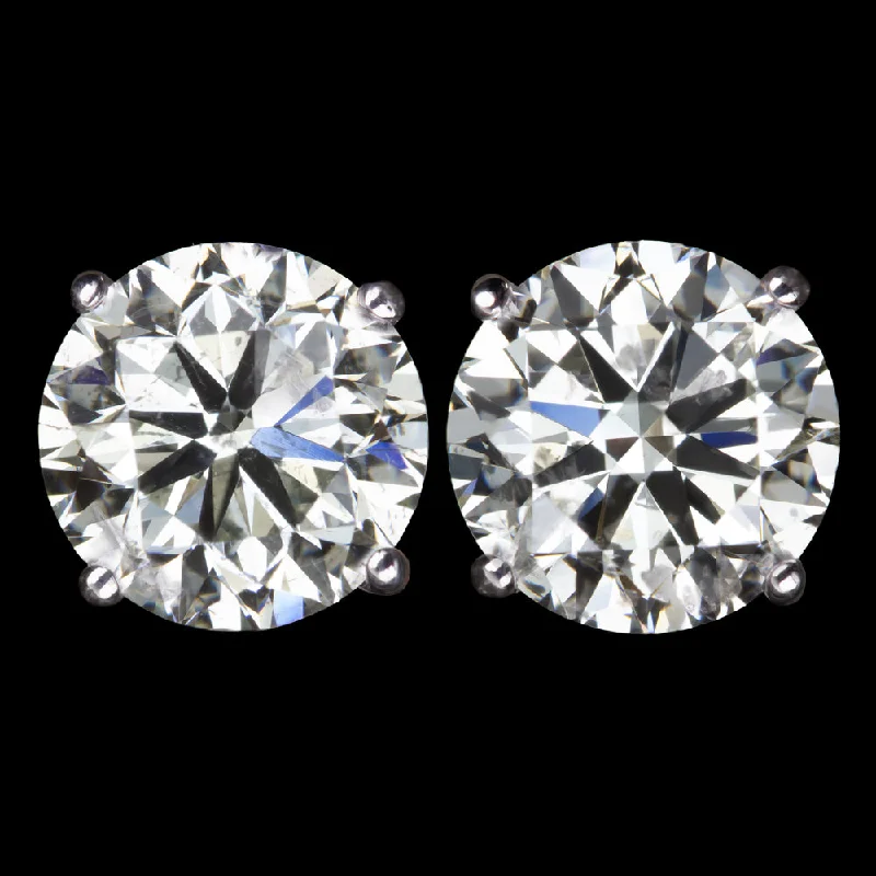 Fancy Earrings For Exclusive Parties-2.42ct 6.8mm G SI2 DIAMOND STUD EARRINGS ROUND BRILLIANT CUT NATURAL WHITE GOLD