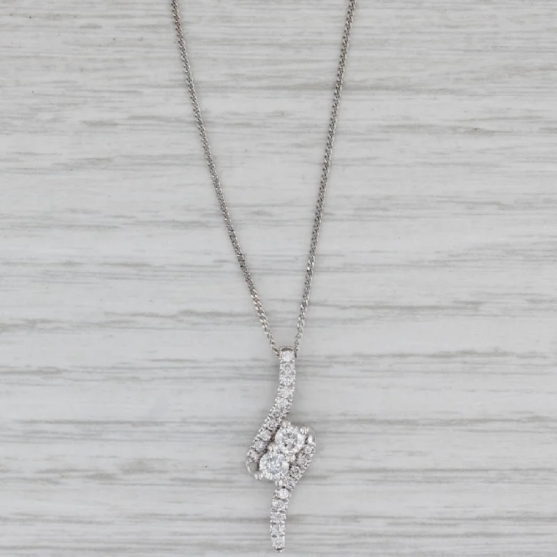 Stylish Necklaces For Office Fashion-Ever Us 0.40ctw Diamond Bypass Pendant Necklace 14k White Gold 17-19" Curb Chain