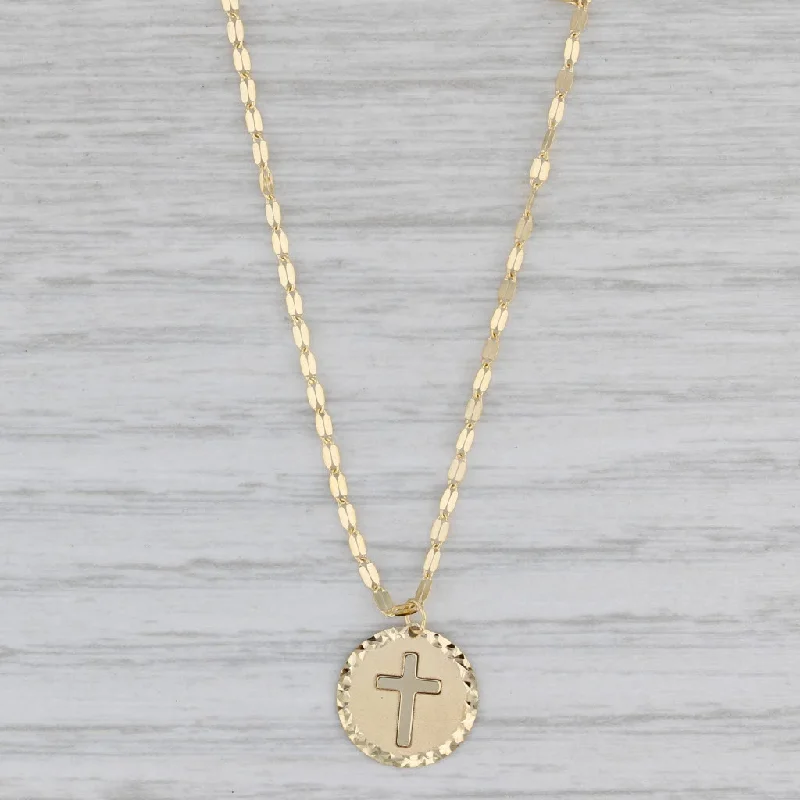 Lightweight Necklaces For Everyday Comfort-Reversible Cross Token Pendant Necklace 14k Yellow Gold Gucci Chain 18"