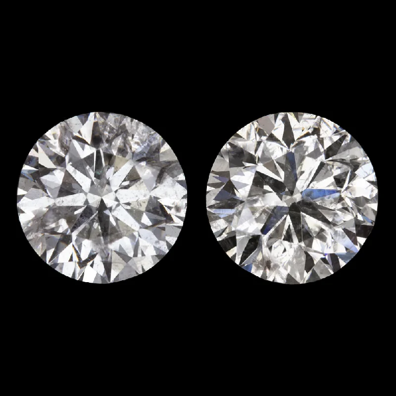 Bold Earrings For Fashion Lovers-2 CARAT ROUND BRILLIANT CUT NATURAL DIAMOND STUD EARRINGS MATCHING PAIR 2ct RBC