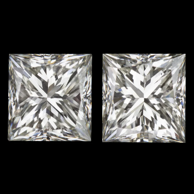 Cute Heart Earrings For Lovers-2 CARAT PRINCESS CUT DIAMOND STUD EARRINGS GIA CERTIFIED K VS1 NATURAL LOOSE 2ct