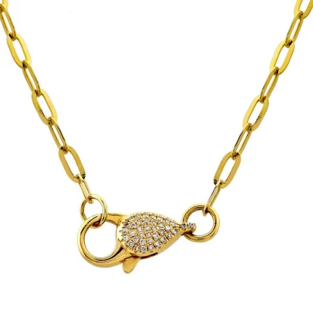 Beautiful Gemstone Necklaces For Gifting-14k Yellow Gold Big Lobster Clasp Link Chain Diamond Necklace