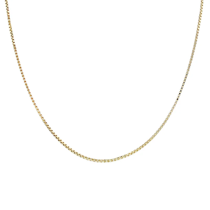 Romantic Heart Necklaces For Girlfriend-17-Inch 14K Yellow Gold Box Chain Necklace