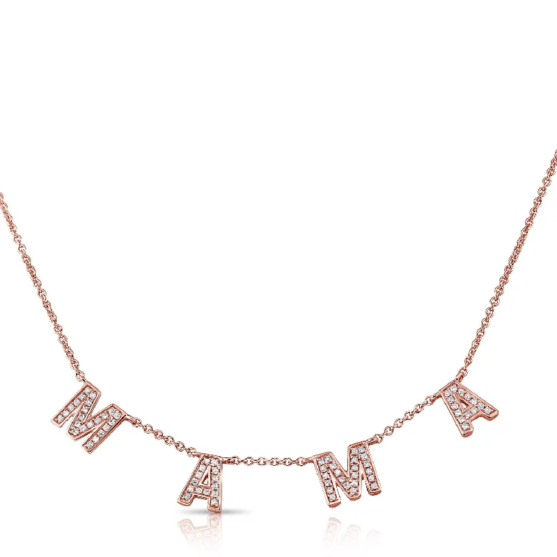 Sparkling Necklaces For Evening Wear-14K Rose Gold Diamond "Mama" Necklace