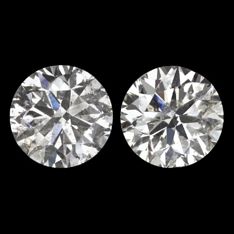 Casual Silver Earrings For Daily Style-DIAMOND STUD EARRINGS 2 CARAT ROUND BRILLIANT CUT NATURAL EARTH MINED PAIR 2ct