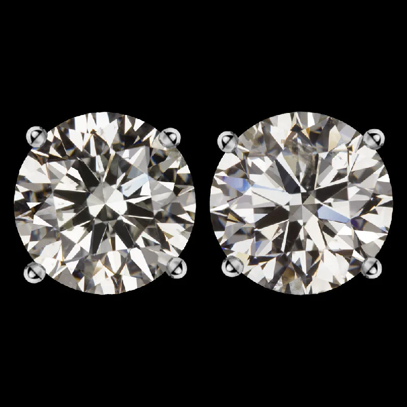 Luxury Earrings For Formal Wear-2.18ct EXCELLENT CUT DIAMOND STUD EARRINGS ROUND BRILLIANT MATCHING PAIR 2 CARAT