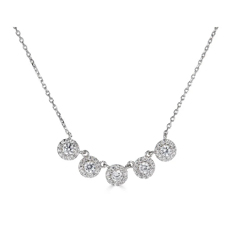 Handmade Beaded Necklaces For Unique Fashion-14K .55Ct Diamond 5 Halo Necklace