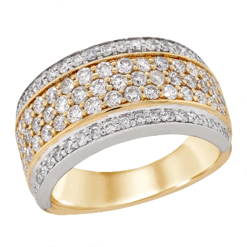 Simple Engagement Rings For Minimalist Brides-TWO-TONE GOLD RING WITH ROWS OF ROUND CUT DIAMONDS, 1.48 CT TW