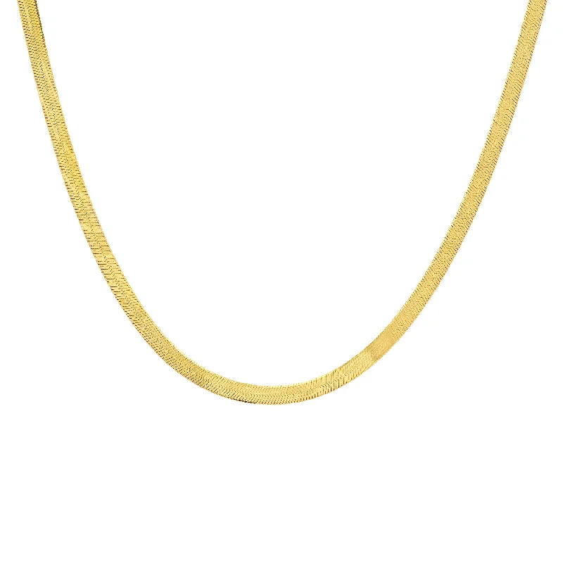 Sparkling Necklaces For Glamorous Evening-FINE THIN HERRINGBONE NECKLACE, 14kt GOLD