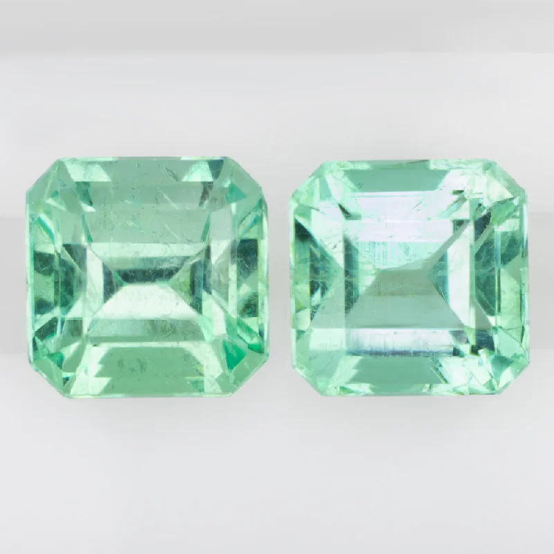 Large Gold Earrings For Bold Fashion-5.33ct EMERALD PAIR STUD DROP EARRINGS ASSCHER CUT SQUARE LOOSE NATURAL PASTEL