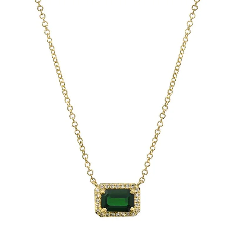 Elegant Designer Necklaces For Fashionistas-14K Yellow Gold Diamond and Emerald Necklace