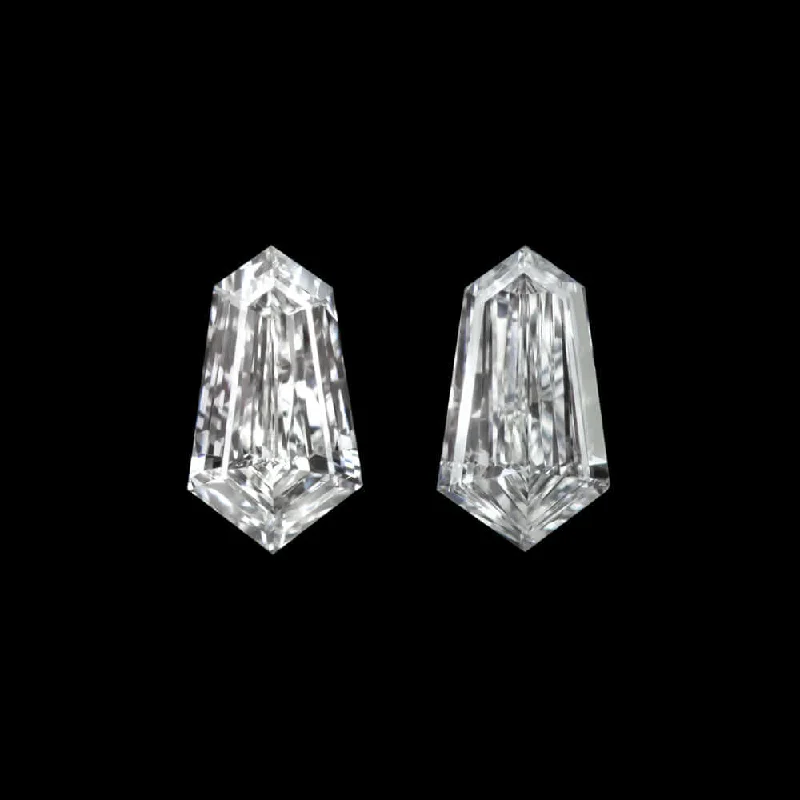 Artistic Earrings For Creative Outfits-D VS BULLET SHAPE DIAMOND PAIR CUSTOM CUT BAGUETTE KITE SIDE ACCENTS EARRINGS