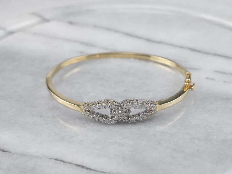 Bridal Bangles With Stones-Two Tone God Diamond Bangle Bracelet