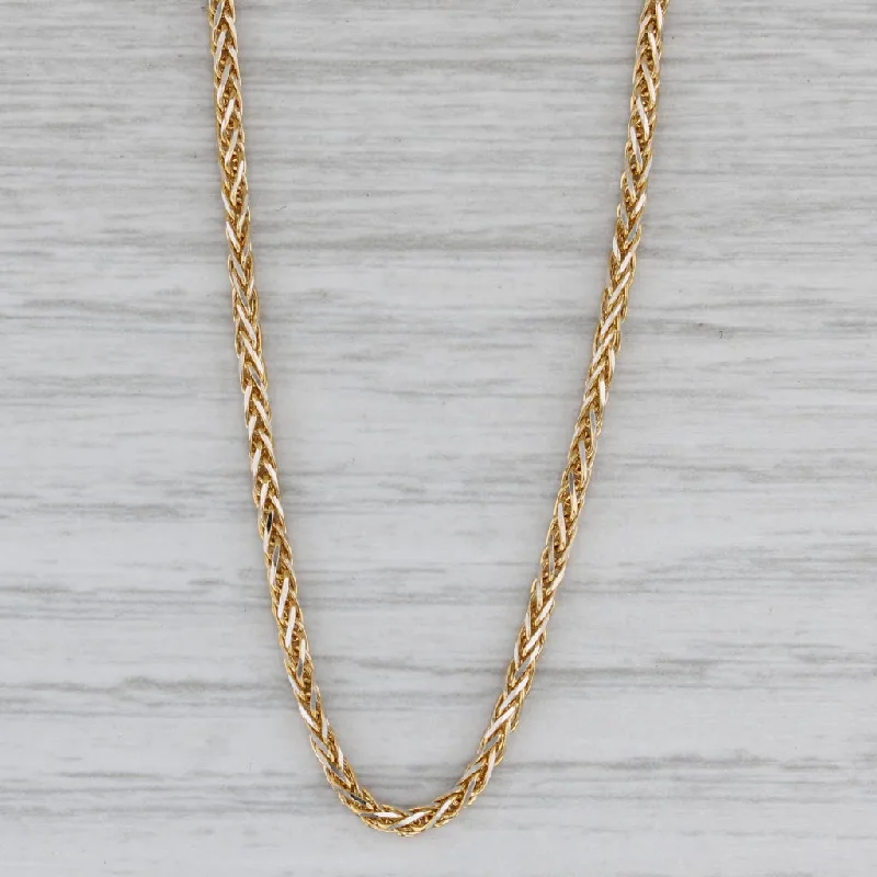 Silver Choker Necklaces For Fashion Statement-23.5" Wheat Chain Necklace 18k Yellow Gold 1.6mm Italian