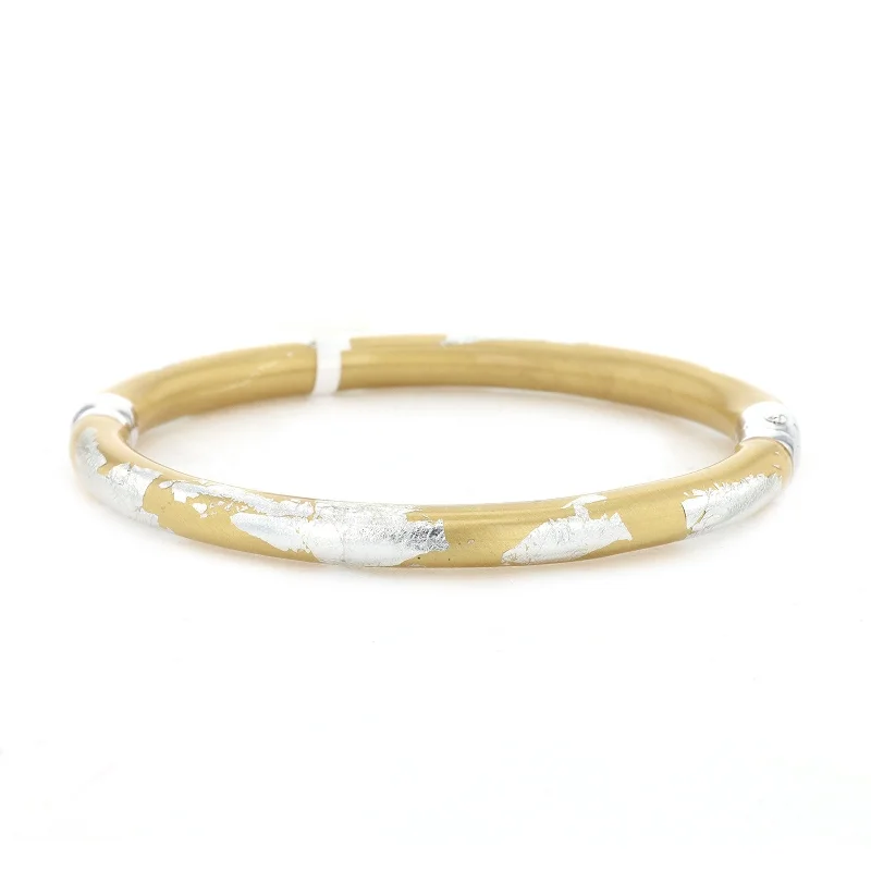 Slim Bangles For Women-Silver & Gold Enamel Bangle Bracelet