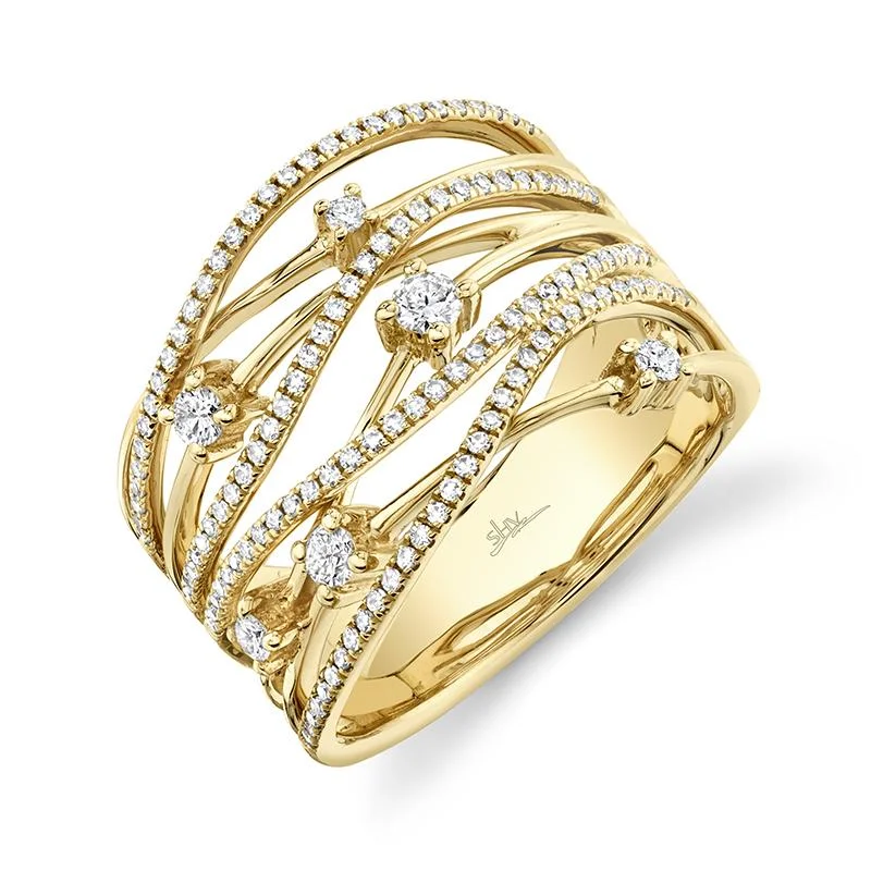 Modern Engagement Bands For Stylish Brides-YELLOW GOLD DIAMOND BRIDGE RING, .49 CT TW