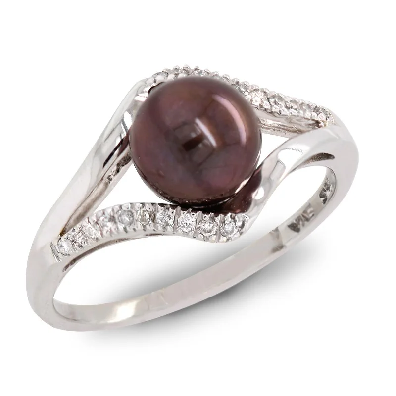 Timeless Engagement Rings For Classic Style-WHITE GOLD AND BLACK PEARL RING