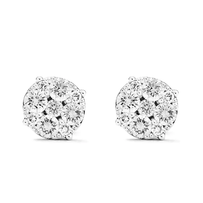 Gold Dangle Earrings For Special Occasions-18k White Gold Diamond Studs Earrings .73 ctw