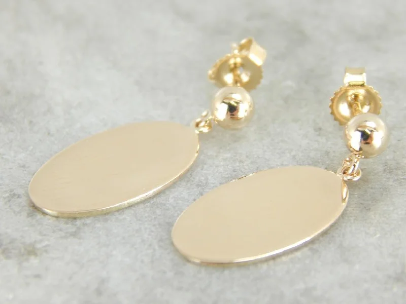 Multi-Colored Earrings For Fun Styles-Simple, Sophisticated Gold Oval Drop Earrings