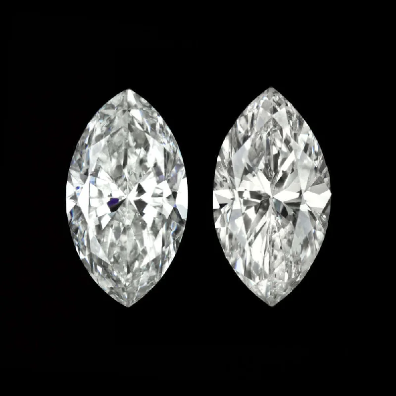 Boho Silver Earrings For Festival Wear-0.79c F-G SI1-SI2 MARQUISE CUT DIAMOND STUD EARRINGS MATCHING PAIR ACCENT STONES