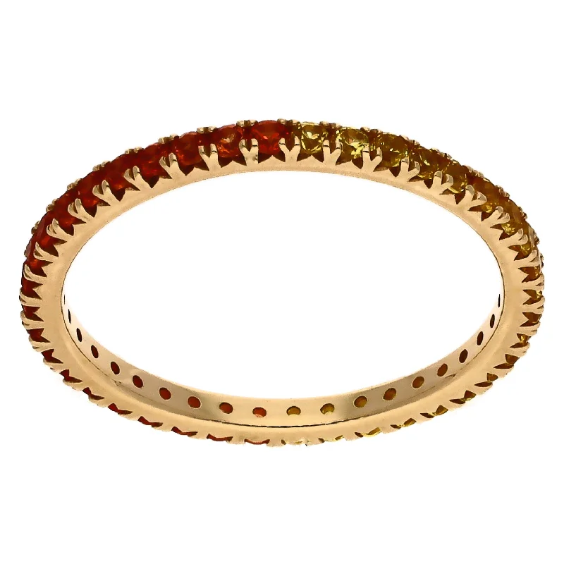 Fashionable Gold Rings For Trendy Look-14K Yellow Gold Orange and Yellow Sapphire Eternity Band Ring