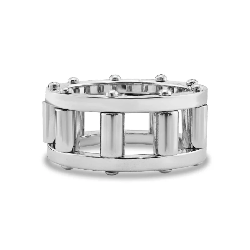 Simple Silver Rings For Minimalist Style-Bike Chain Stainless Steel Polished Ring / SCR3058