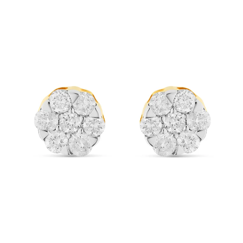 Personalized Earrings For Mother’s Day Gifts-1 ct 14 Karat Flower Set Stud Diamond Stud Earrings