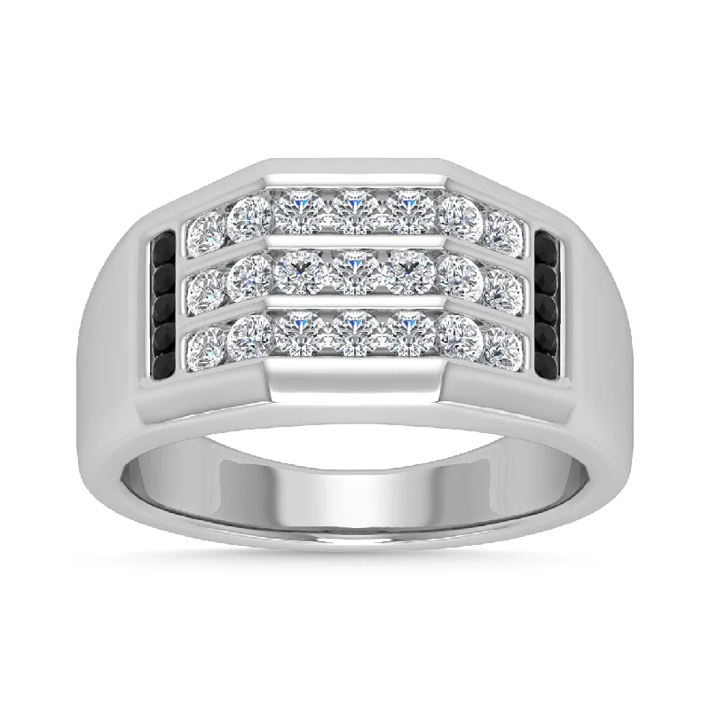 Sparkling Wedding Rings For Special Days-Diamond 3/4 Ct.Tw. Mens Fashion Ring in 14K White Gold