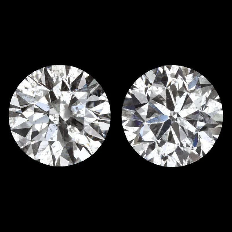 Comfortable Earrings For Long Hours-2.09ct VERY GOOD CUT DIAMOND STUD EARRINGS ROUND BRILLIANT MATCHING PAIR NATURAL