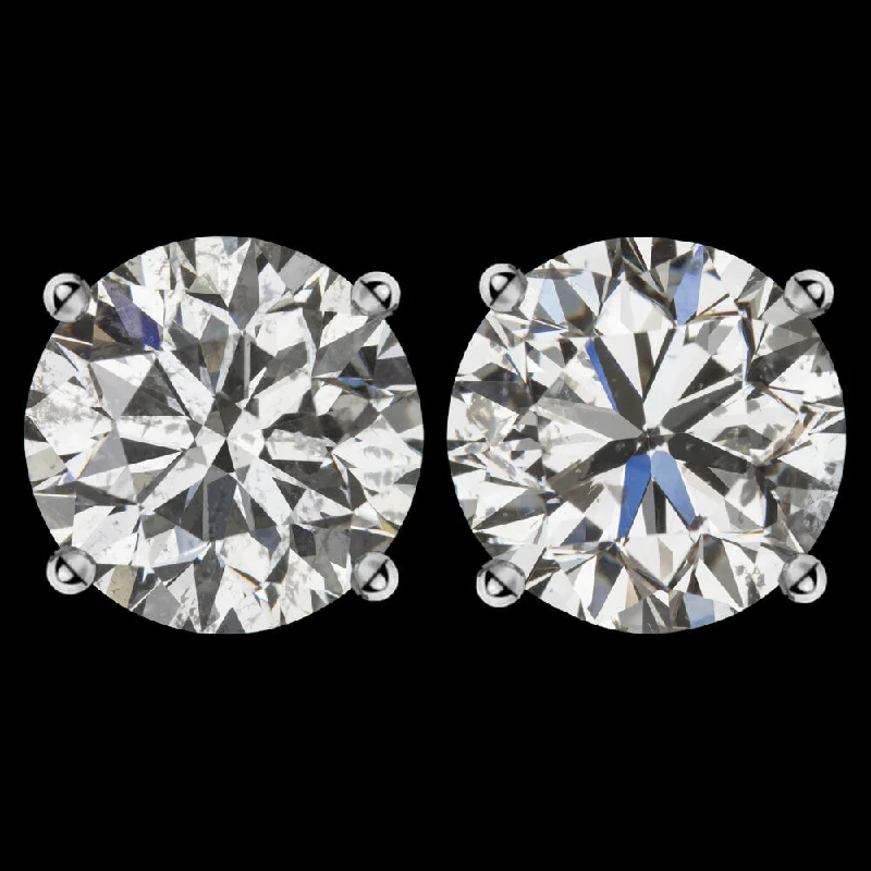 Big Hoop Earrings For Bold Look-4ct DIAMOND STUD EARRINGS VERY GOOD ROUND BRILLIANT CUT NATURAL MATCHING PAIR