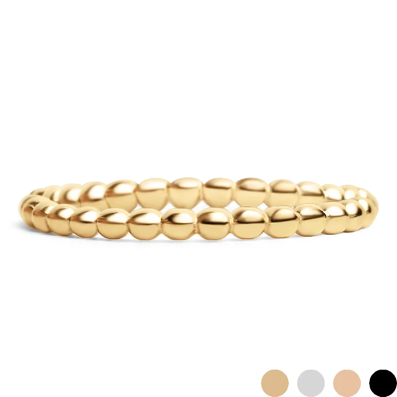 Minimalist Engagement Rings For Subtle Style-18K Gold PVD Stainless Steel Beaded Stacking Ring / CSR0004