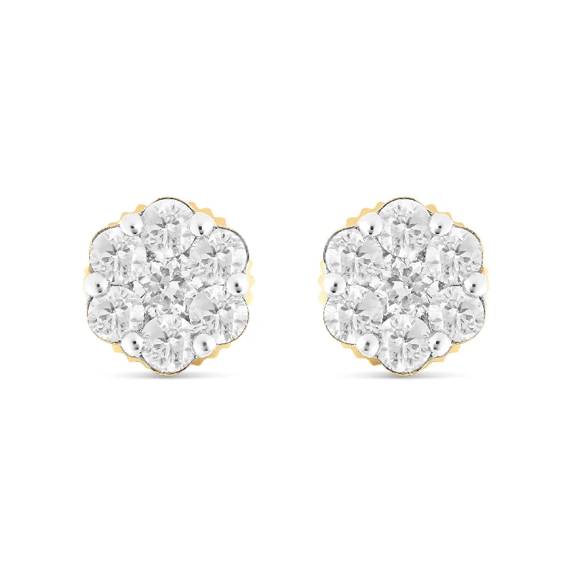 Chic Earrings For Business Events-0.70 ct 14k Flower Stud Diamond Stud Earrings