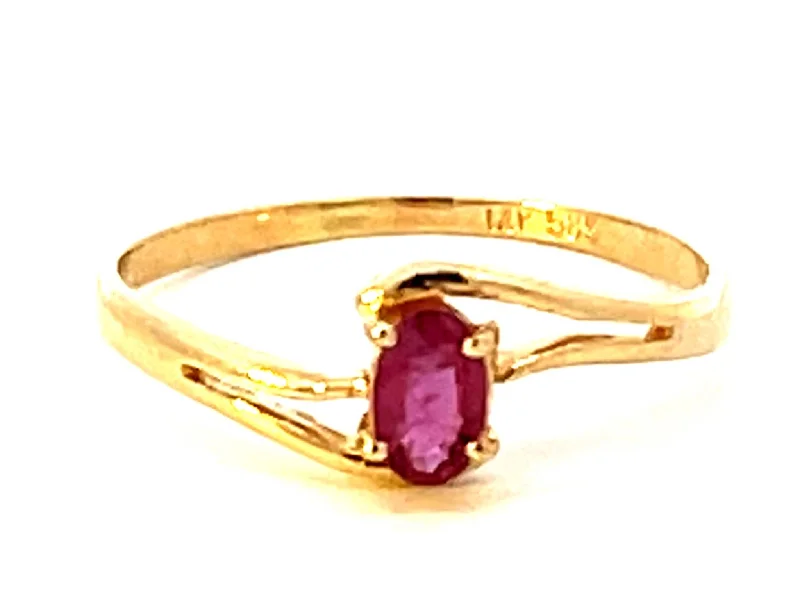 Bold Diamond Rings For Fashion-Forward Look-Red Ruby and Diamond Ring in 14k Yellow Gold