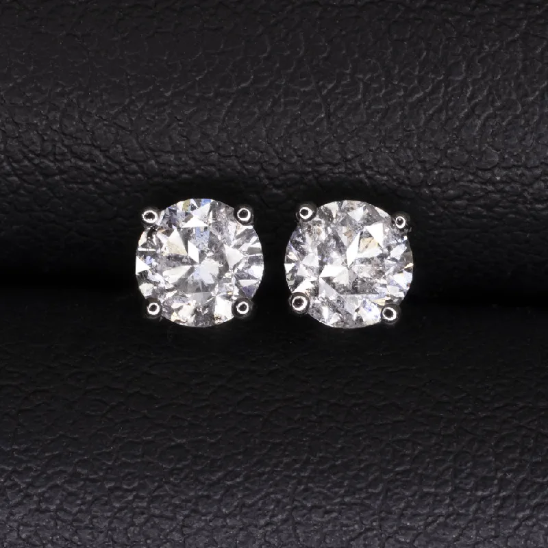 Cute Silver Earrings For Teen Girls-1ct VERY GOOD CUT NATURAL DIAMOND STUD EARRINGS E-F COLOR 14k WHITE GOLD ROUND