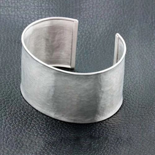 Charm Bracelets For Women-Sterling Silver Wide Cuff Bracelet