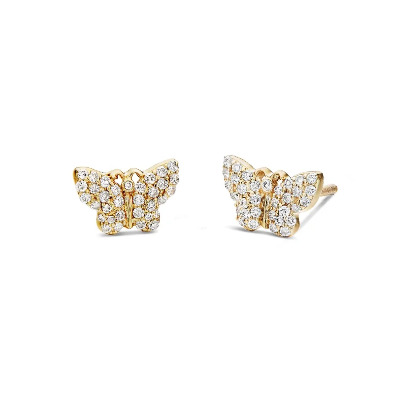 Fashion Earrings For Winter Trends-14K Gold 0.30ct Diamond Butterfly Stud Earrings