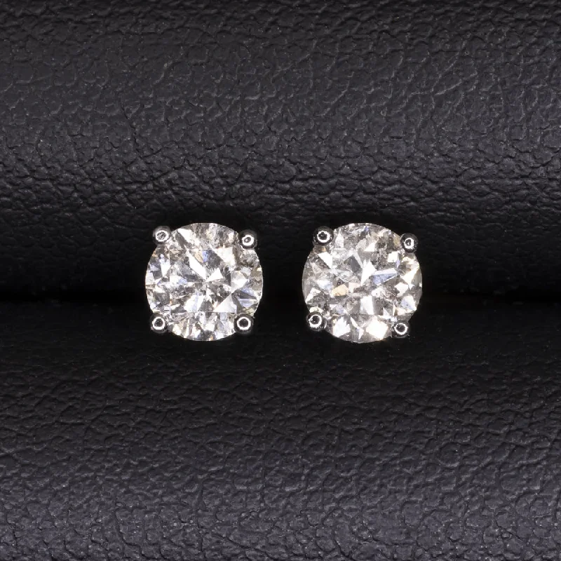 Fancy Earrings For Exclusive Parties-1 CARAT VERY GOOD CUT NATURAL DIAMOND STUD EARRINGS 14k WHITE GOLD ROUND 1ct