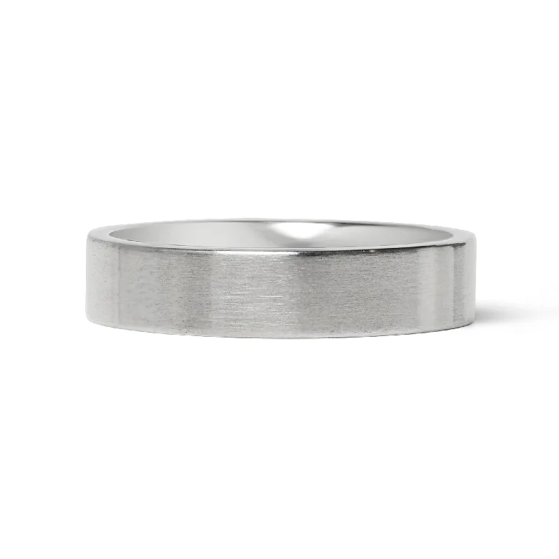 Timeless Diamond Rings For Engagement-Stainless Steel Brushed Flat Edge Blank Ring / CFR7009