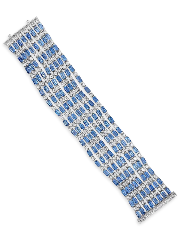 Matching Bracelets For Couples-Aquamarine & Diamond Bracelet