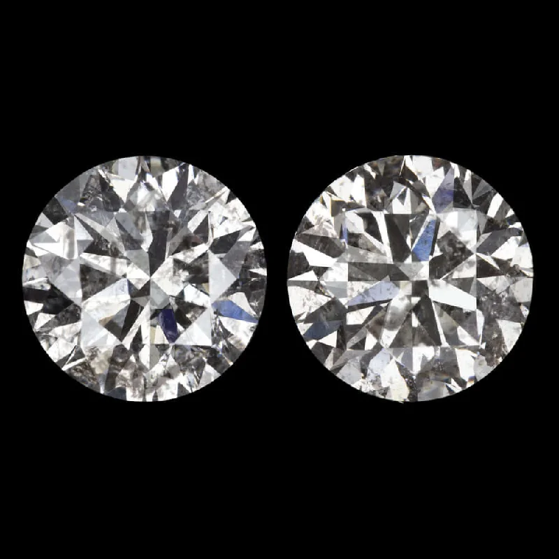 Silver Earrings For Formal Events-2 CARAT EXCELLENT CUT DIAMOND STUD EARRINGS PAIR ROUND BRILLIANT CUT NATURAL 2ct