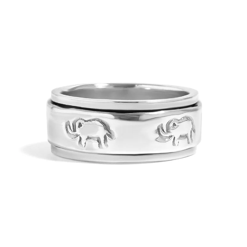 Dazzling Diamond Rings For Special Days-Sterling Silver Elephant Spinner Ring / SSR0038