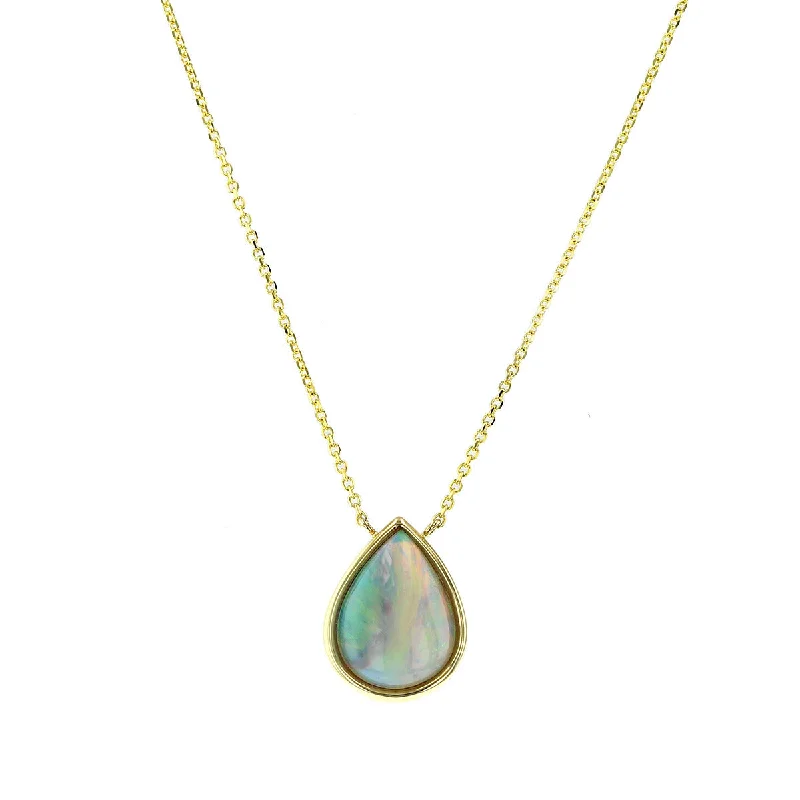 Trendy Pendant Necklaces For Fashion-Forward-14K Yellow Gold Australian Opal Pendant Necklace