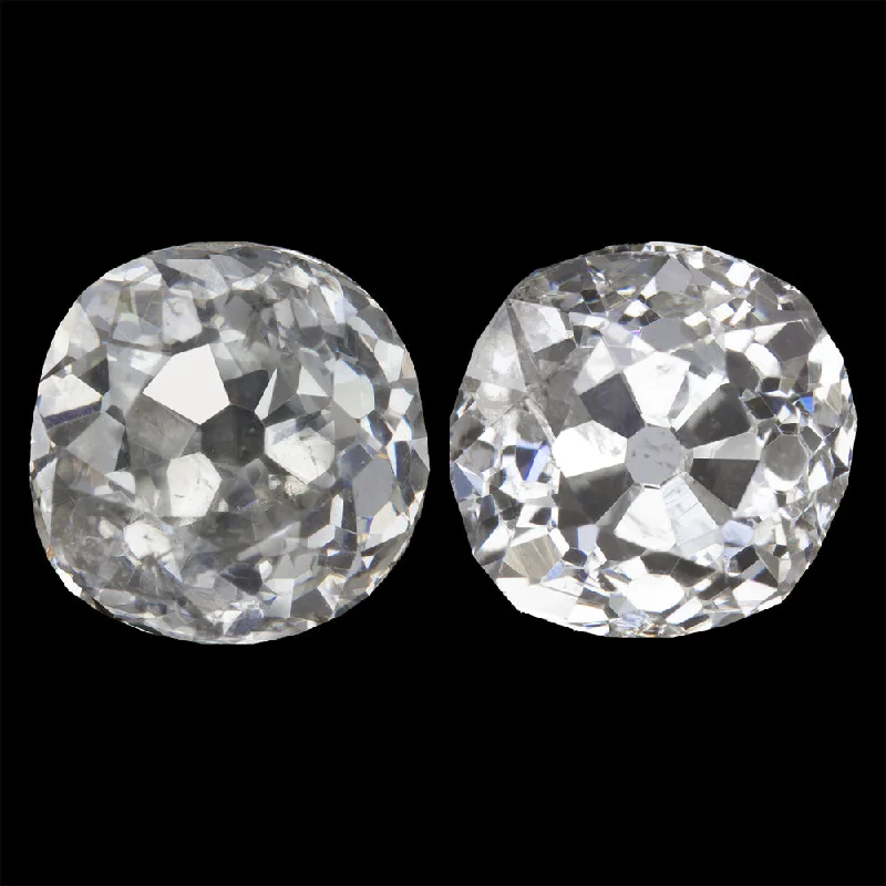 Classic Earrings For Wedding Day-1.34ct OLD MINE CUT DIAMOND STUD EARRINGS F-G SI2 ANTIQUE MATCHING PAIR NATURAL