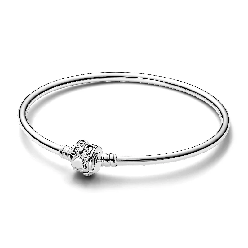 Bangles For Birthday Gifts-Pandora Moments Sparkling Shooting Star Clasp Bangle 592733C01