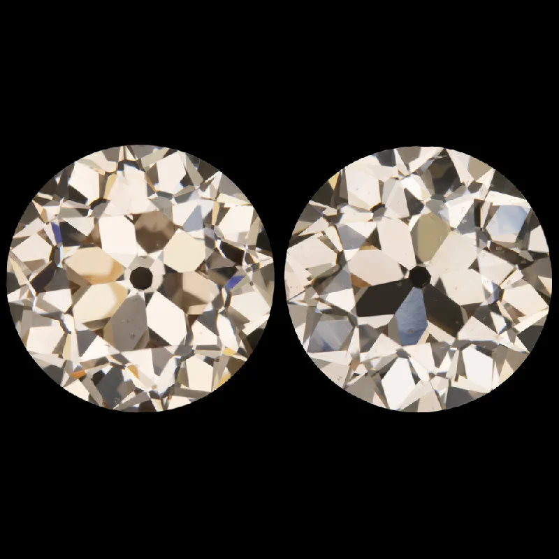 Stud Earrings For Office Wear-8ct GIA CERTIFIED OLD EUROPEAN CUT DIAMOND EARRINGS VINTAGE PAIR NATURAL 7.94c